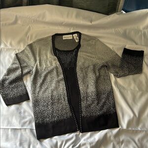Chico's Black and Gray Gradient Cardigan Sweater